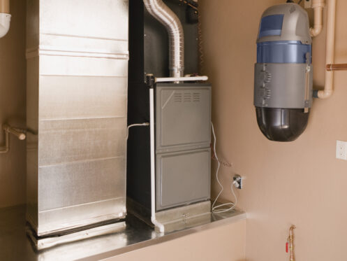 HVAC system in a basement